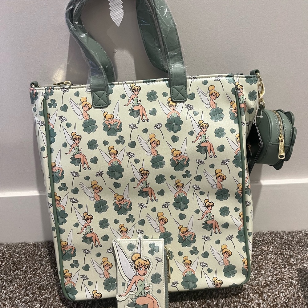 Tinkerbell Loungefly Tote Bag & Cardholder (Read